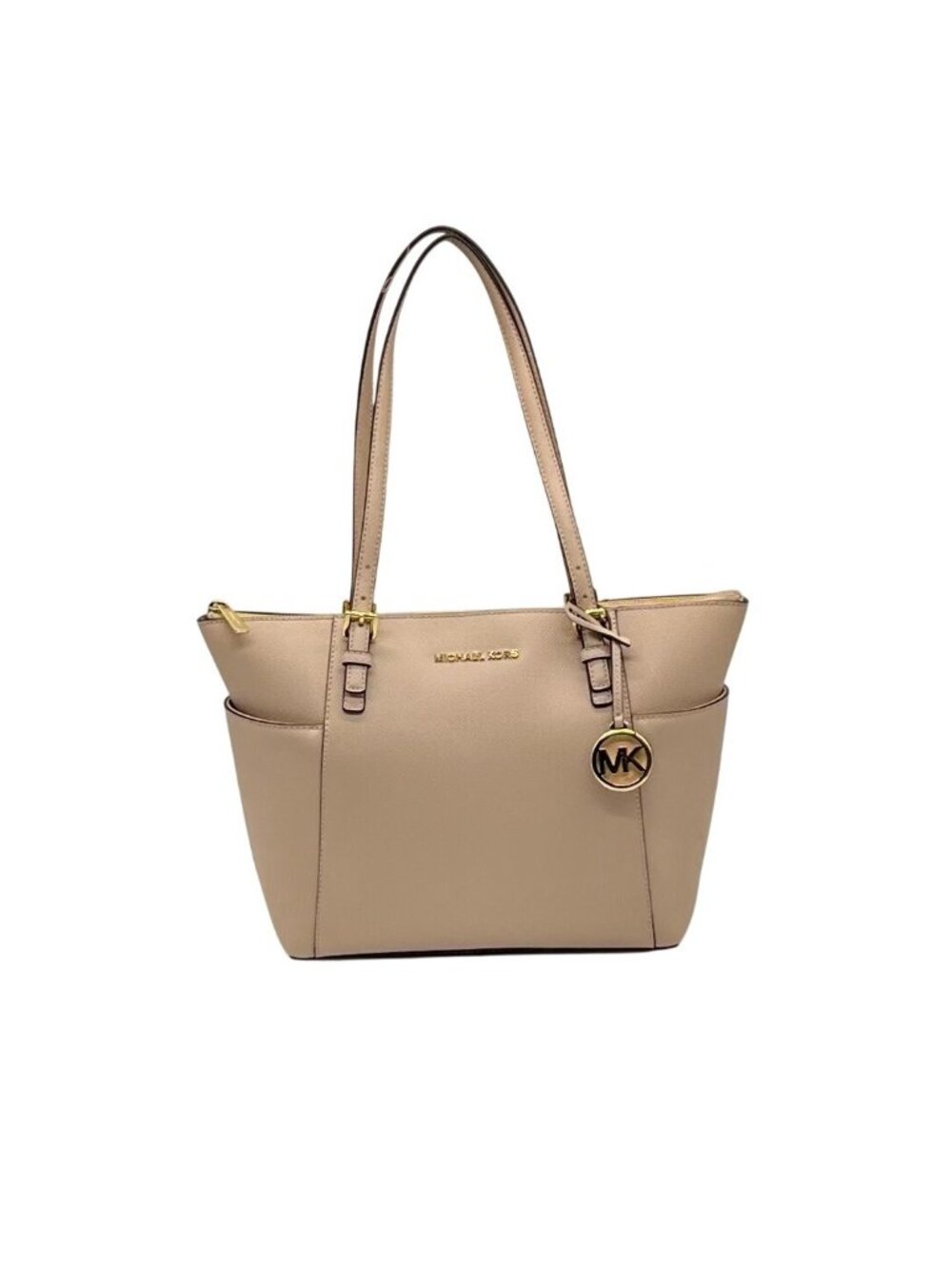 Michael Kors Soft Pink Leather Charlotte East West Top Zip Tote bag
